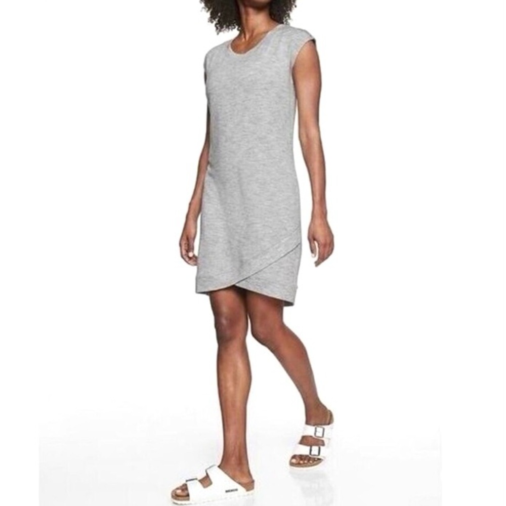 Athleta Criss Cross Dress Women’s Size M Terry Knit Cap Sleeves Athleisure Gray